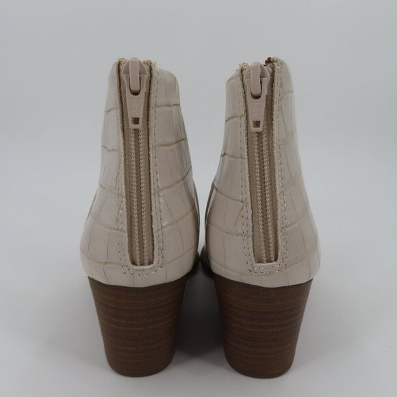 SO Womens 8 BARB Bone Croco Faux Leather Cut Out Ankle Booties Boots NEW in Box - Picture 5 of 12